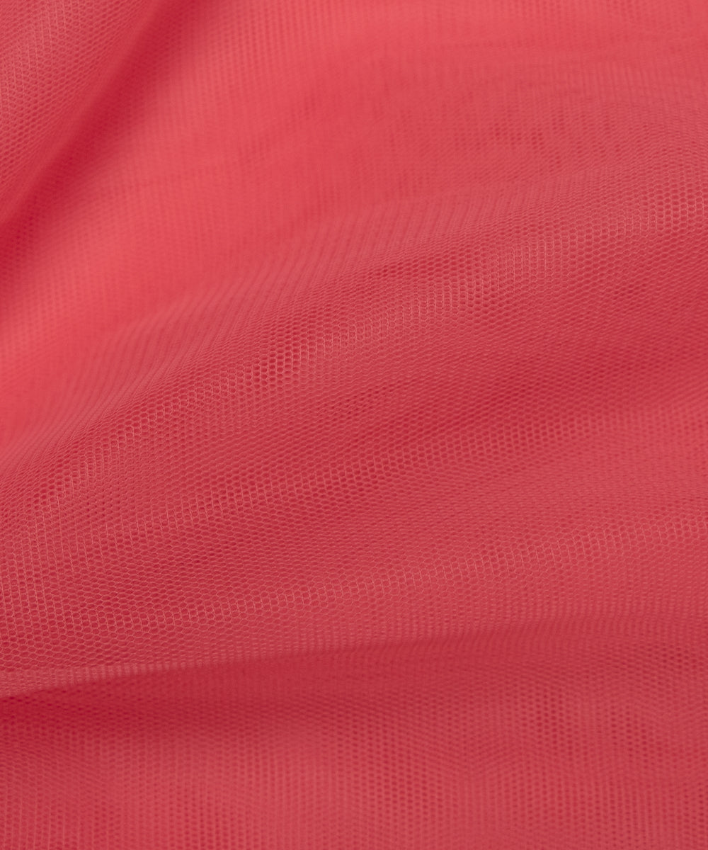 Coral Colour Plain Net Fabric