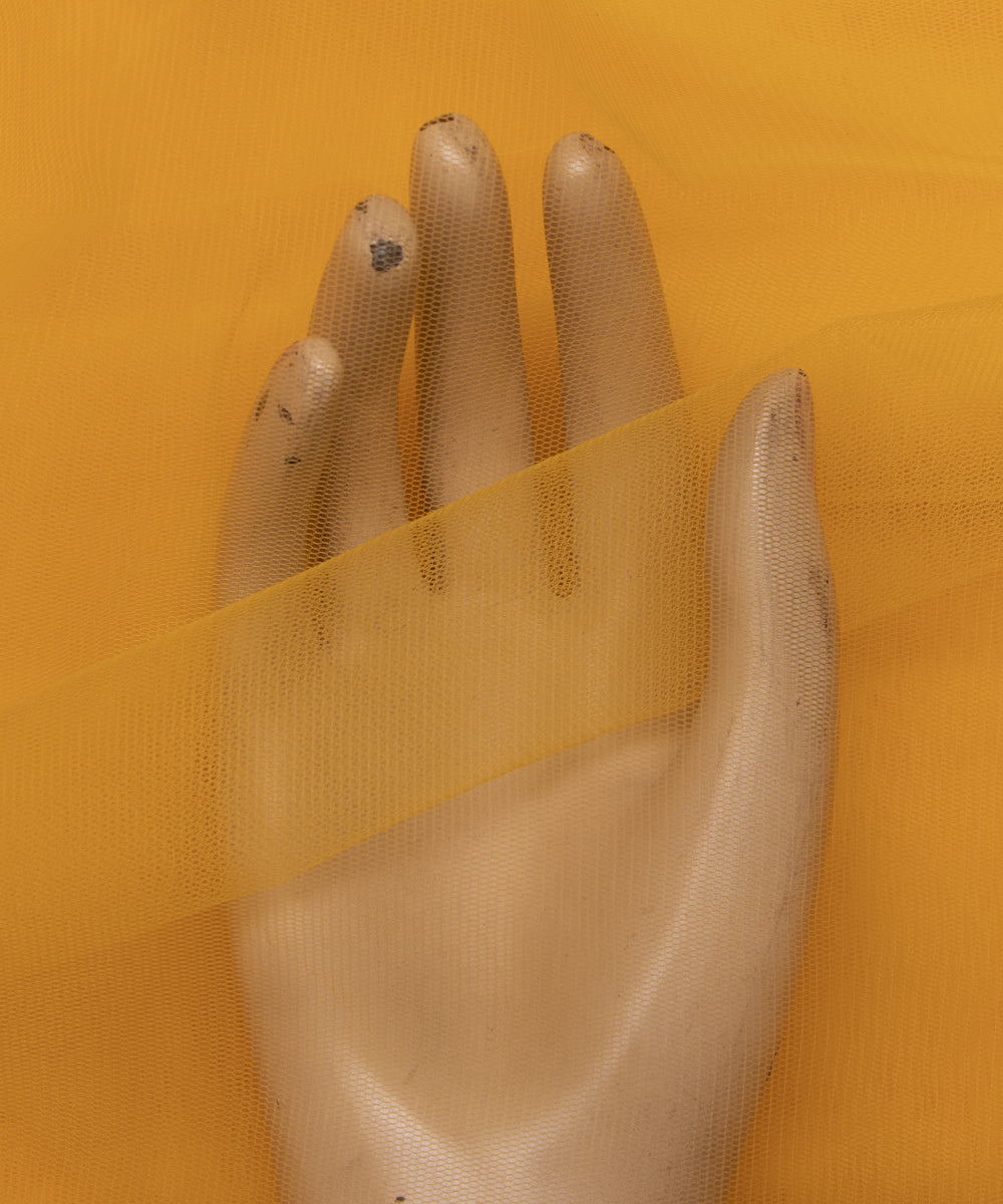 Yellow Colour Plain Net Fabric