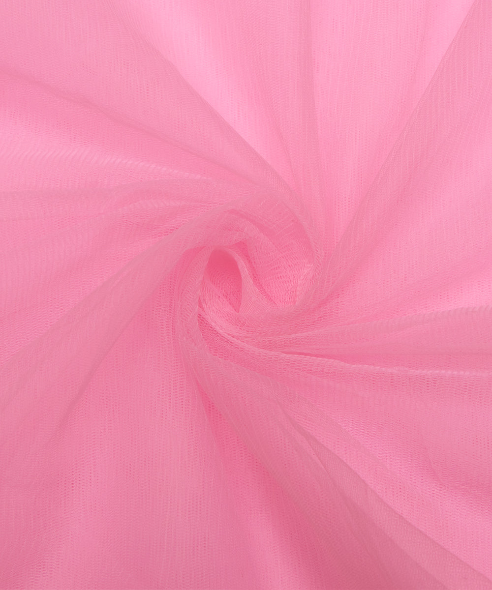 Light Pink Colour Plain Net Fabric