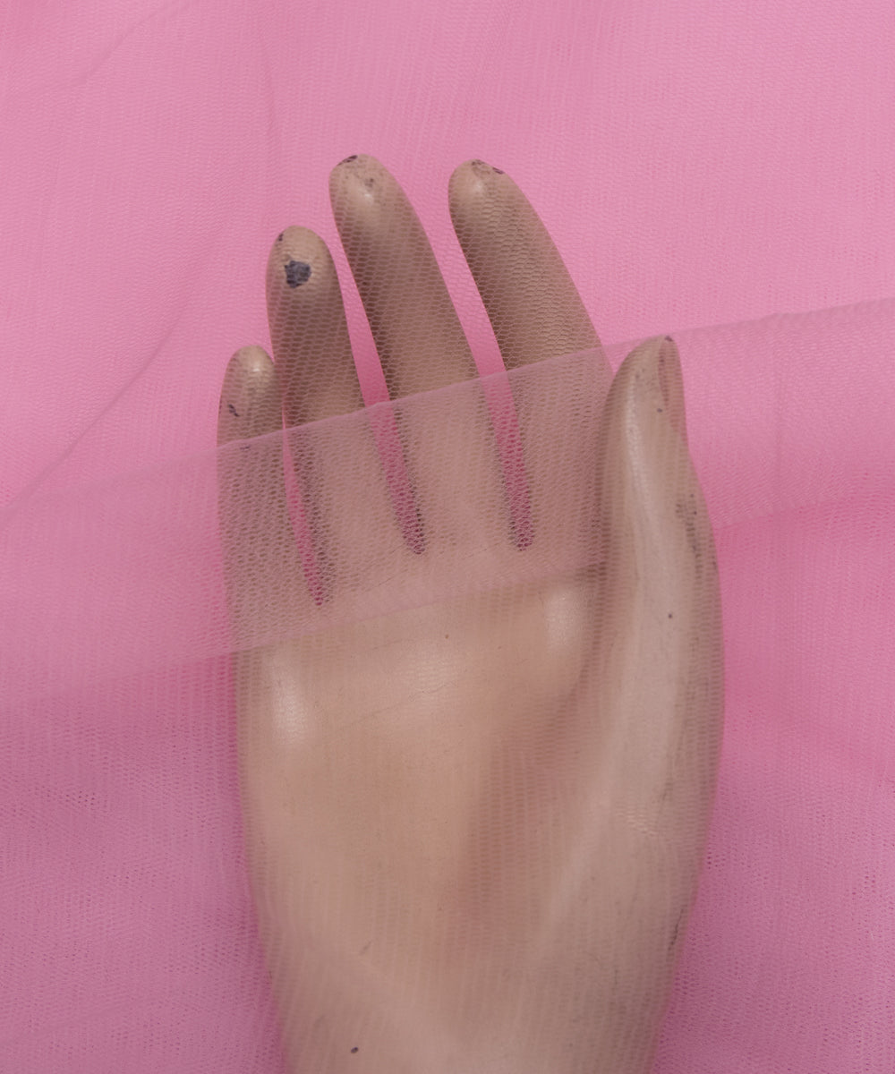 Light Pink Colour Plain Net Fabric