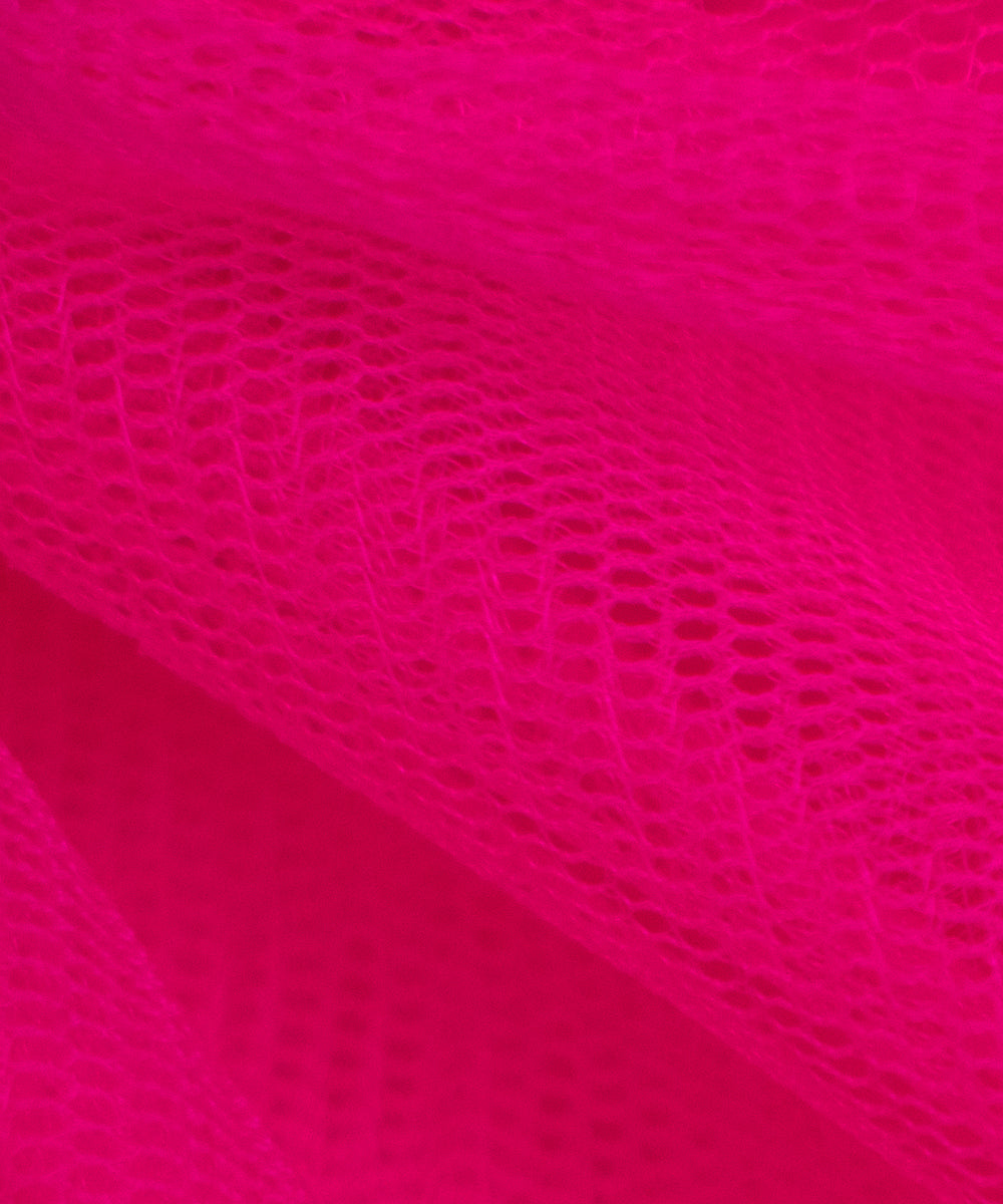Neon Pink Colour Plain Net Fabric