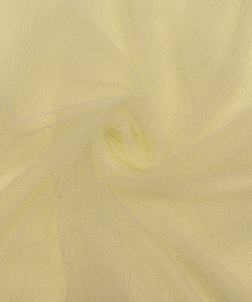 Light Lemon Yellow Colour Plain Net Fabric