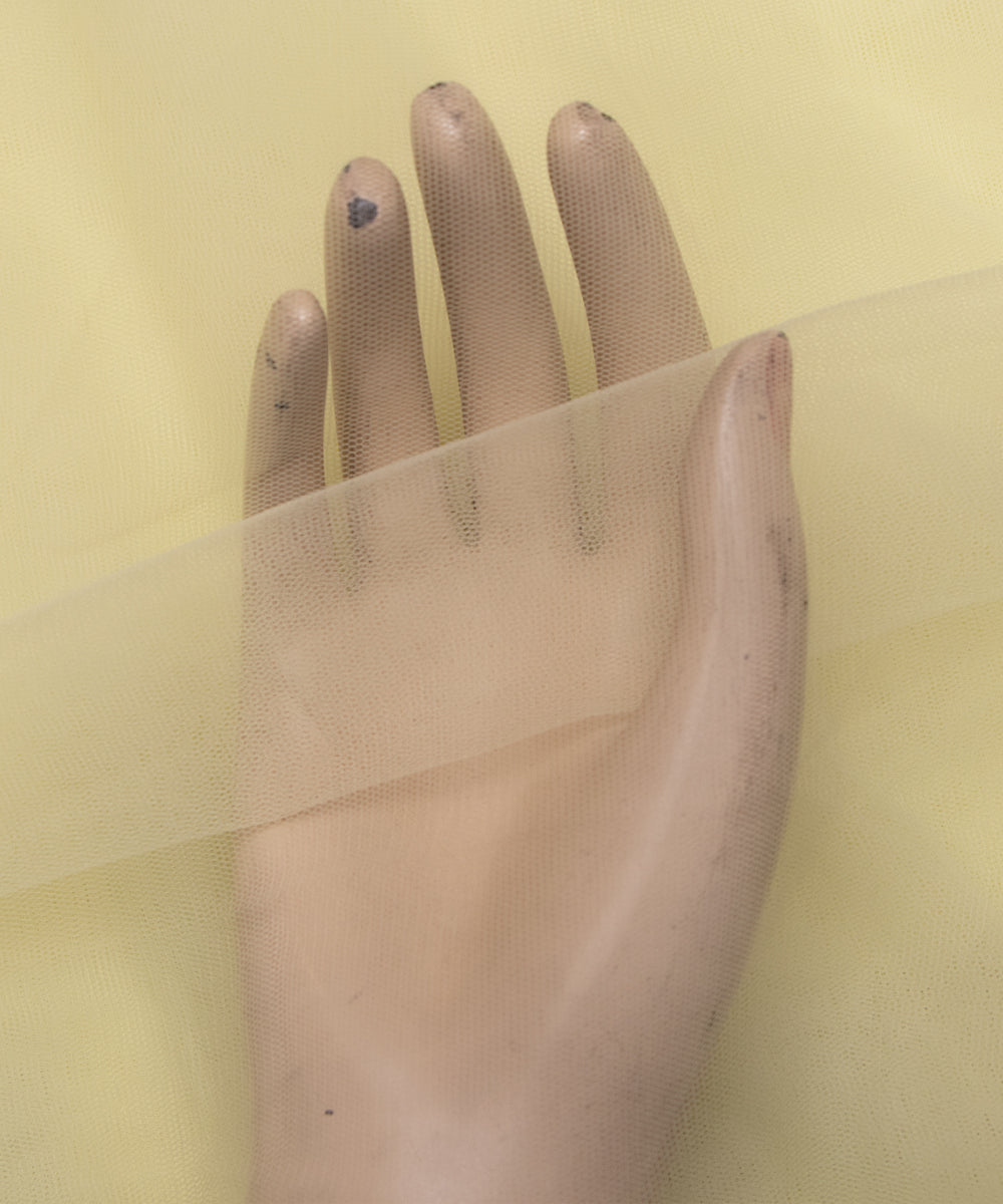 Light Lemon Yellow Colour Plain Net Fabric