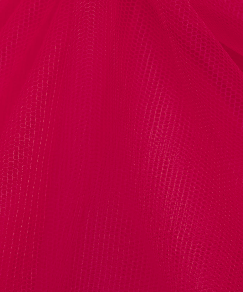 Neon Coral Colour Plain Net Fabric