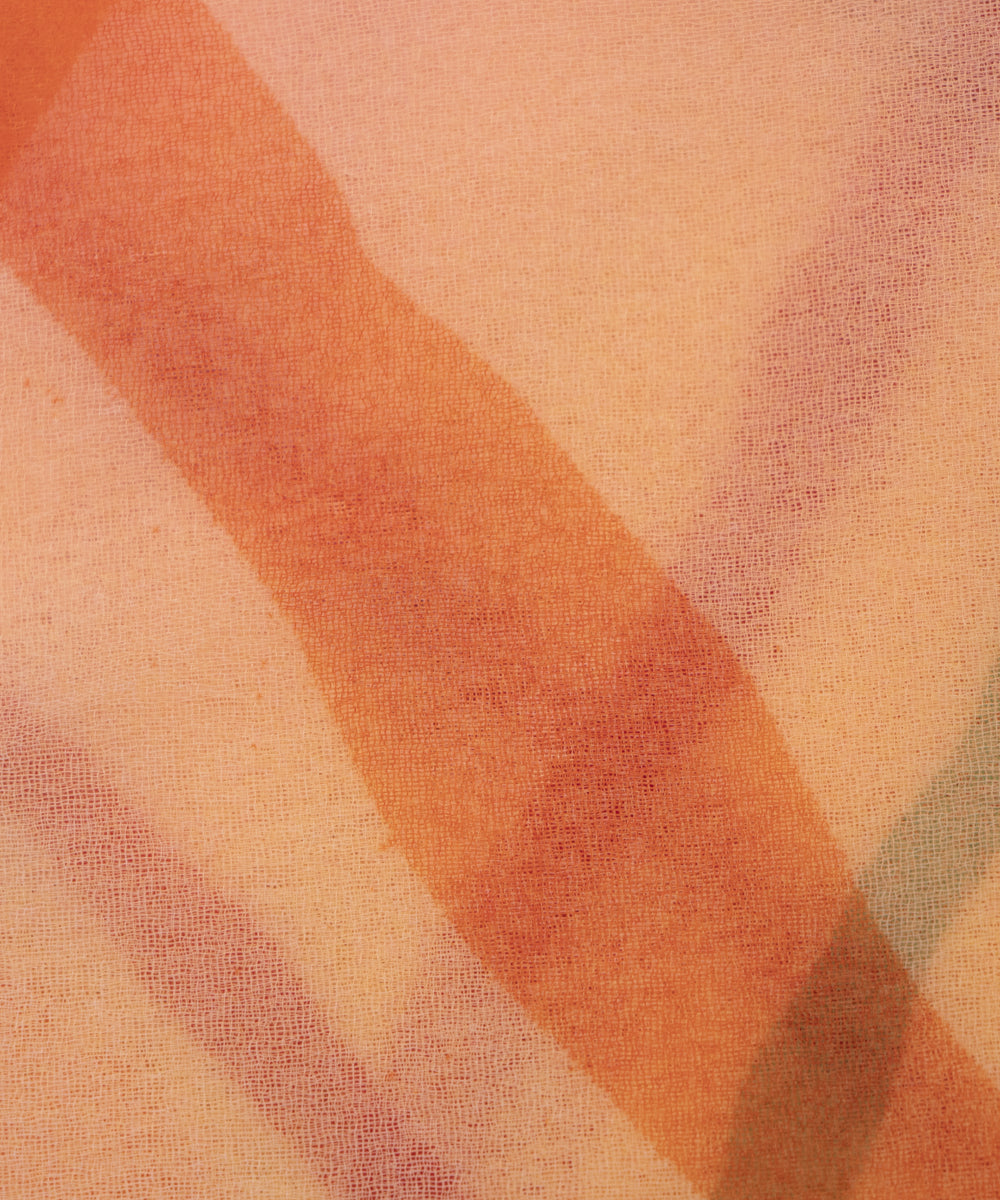 Peach Colour Lehariya Print Georgette Fabric