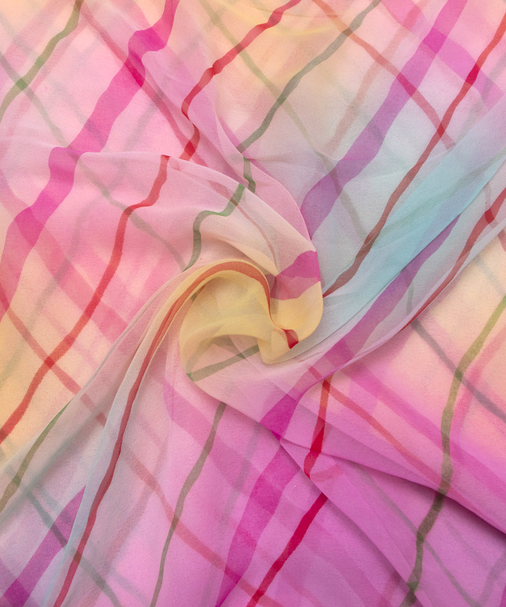 Pink Georgette Lehariya Fabric