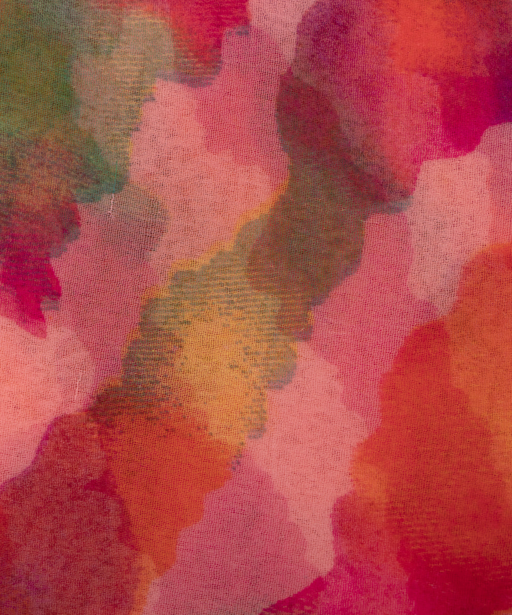Peach Colour Lehariya Print Georgette Fabric
