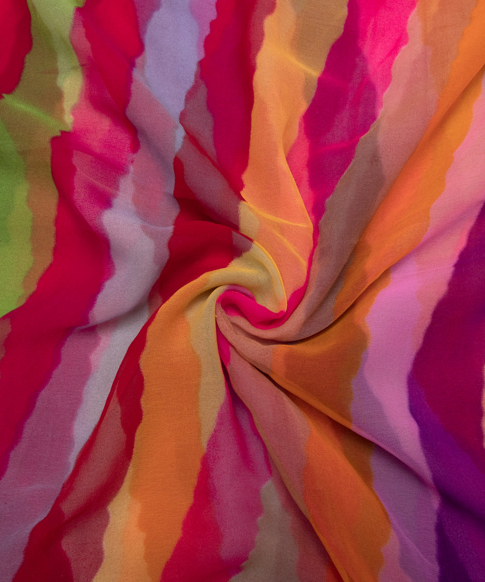 Multi Colour Lehariya Print Georgette Fabric