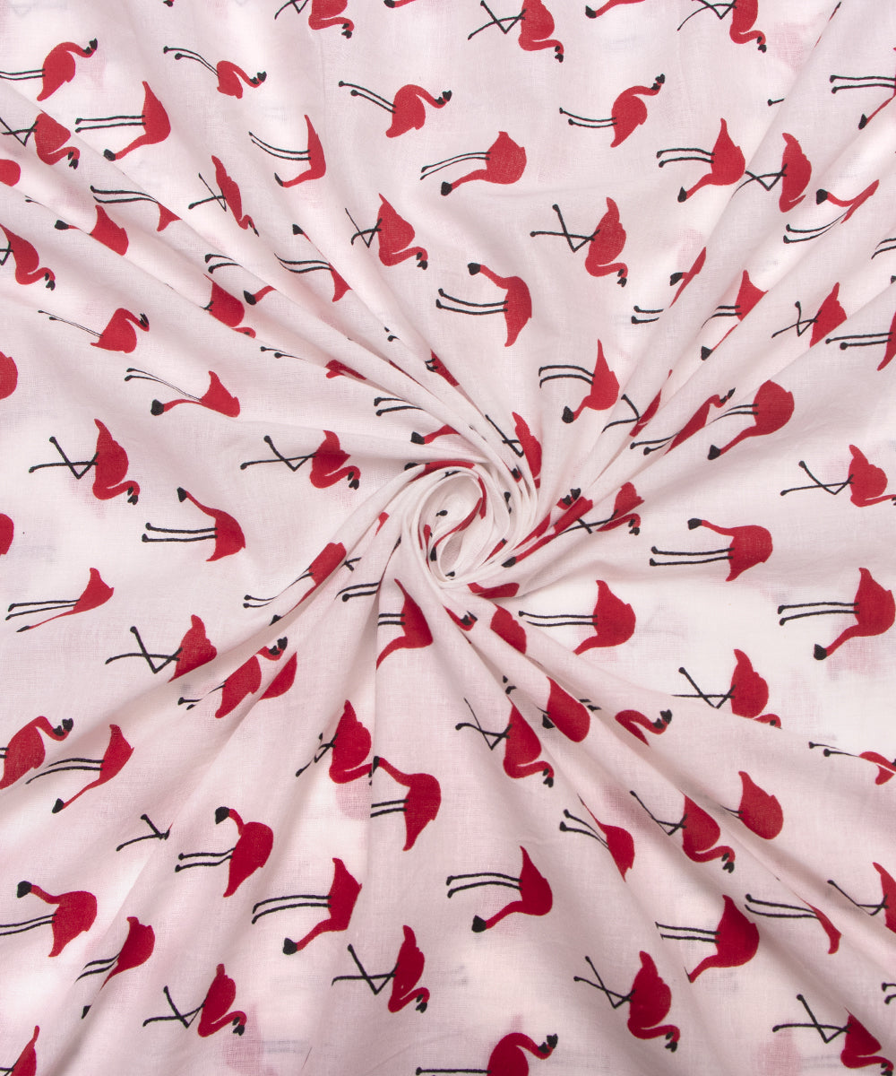 White Colour Kids Printed Cotton Fabric