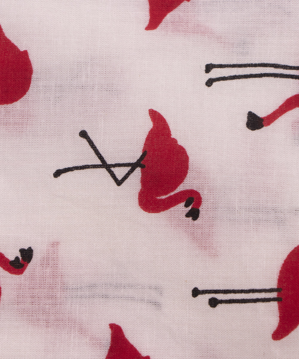 White Colour Kids Printed Cotton Fabric