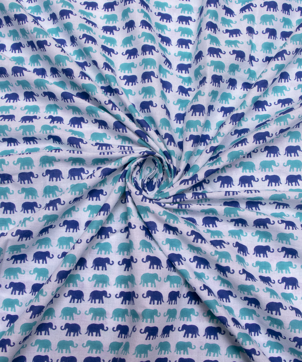 White Colour Kids Printed Cotton Fabric