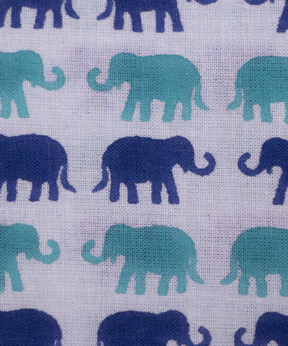 White Colour Kids Printed Cotton Fabric