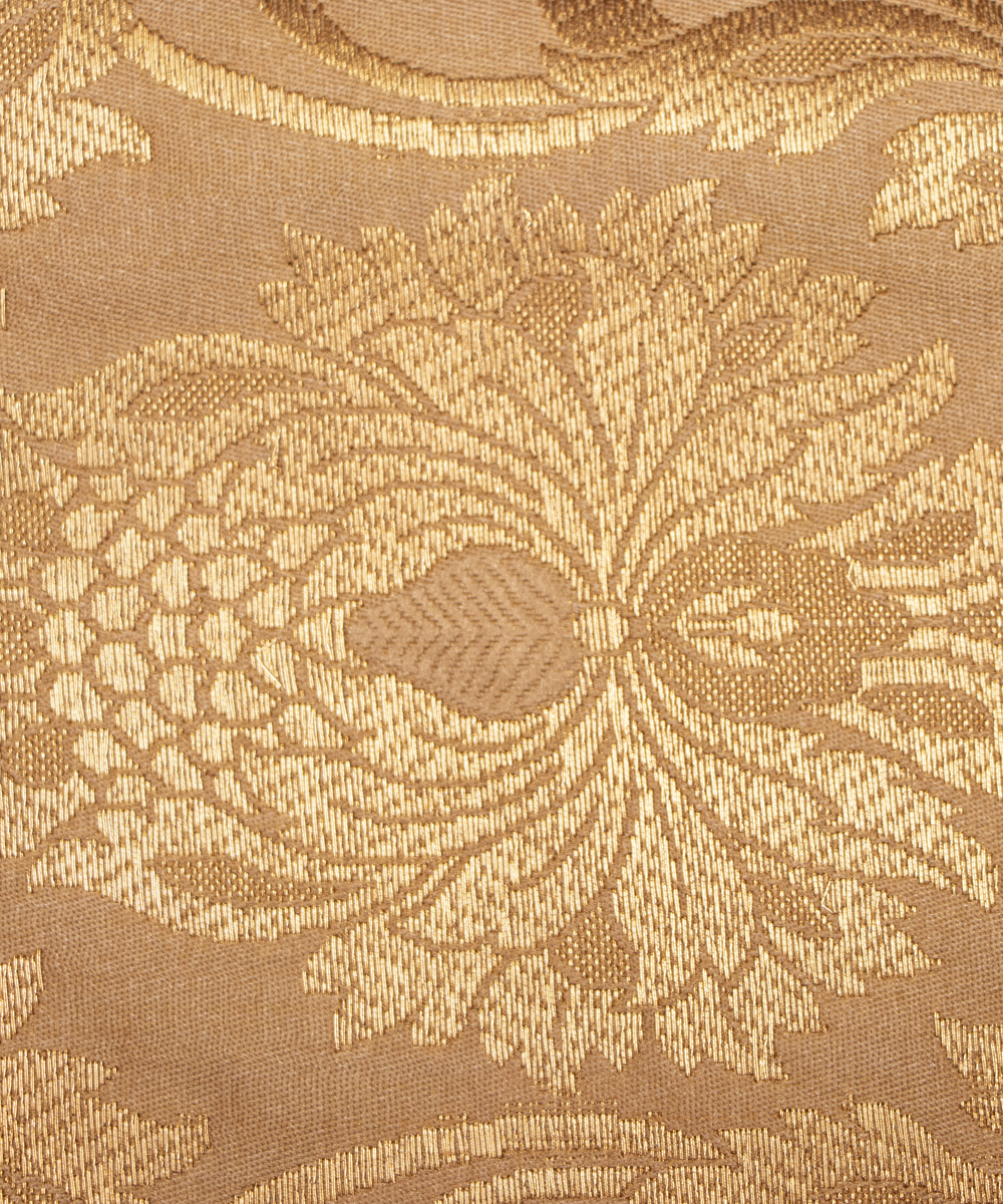 Golden Colour Floral Design Banarasi Brocade Silk  Fabric