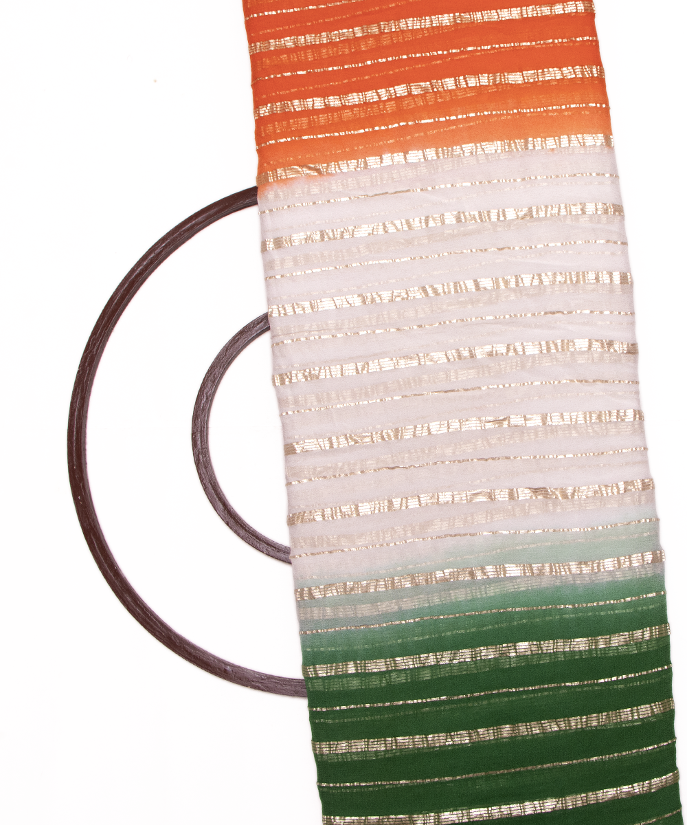 Tri Colour Tie Dye Print Georgette Gota Fabric
