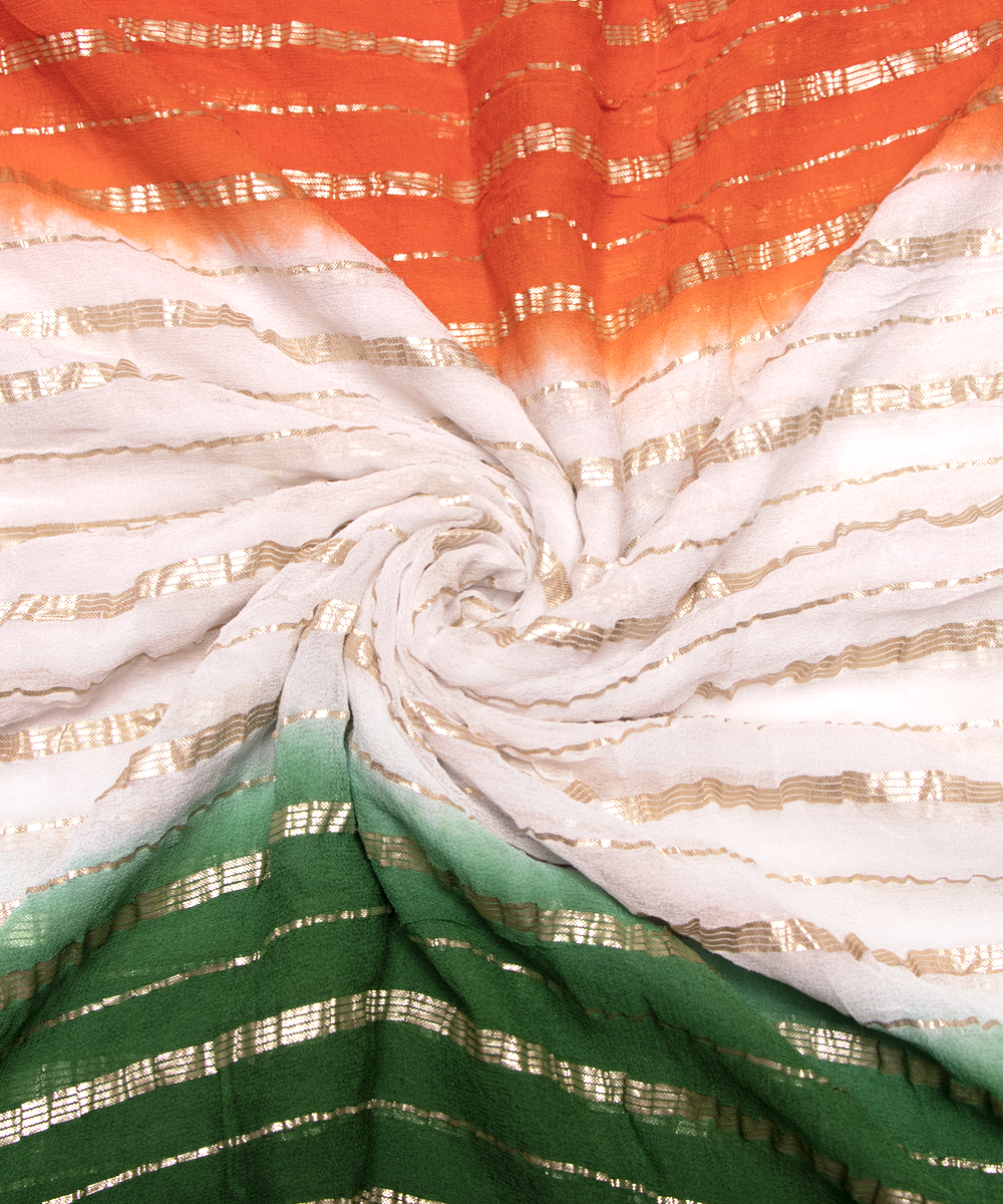 Tri Colour Tie Dye Print Georgette Gota Fabric