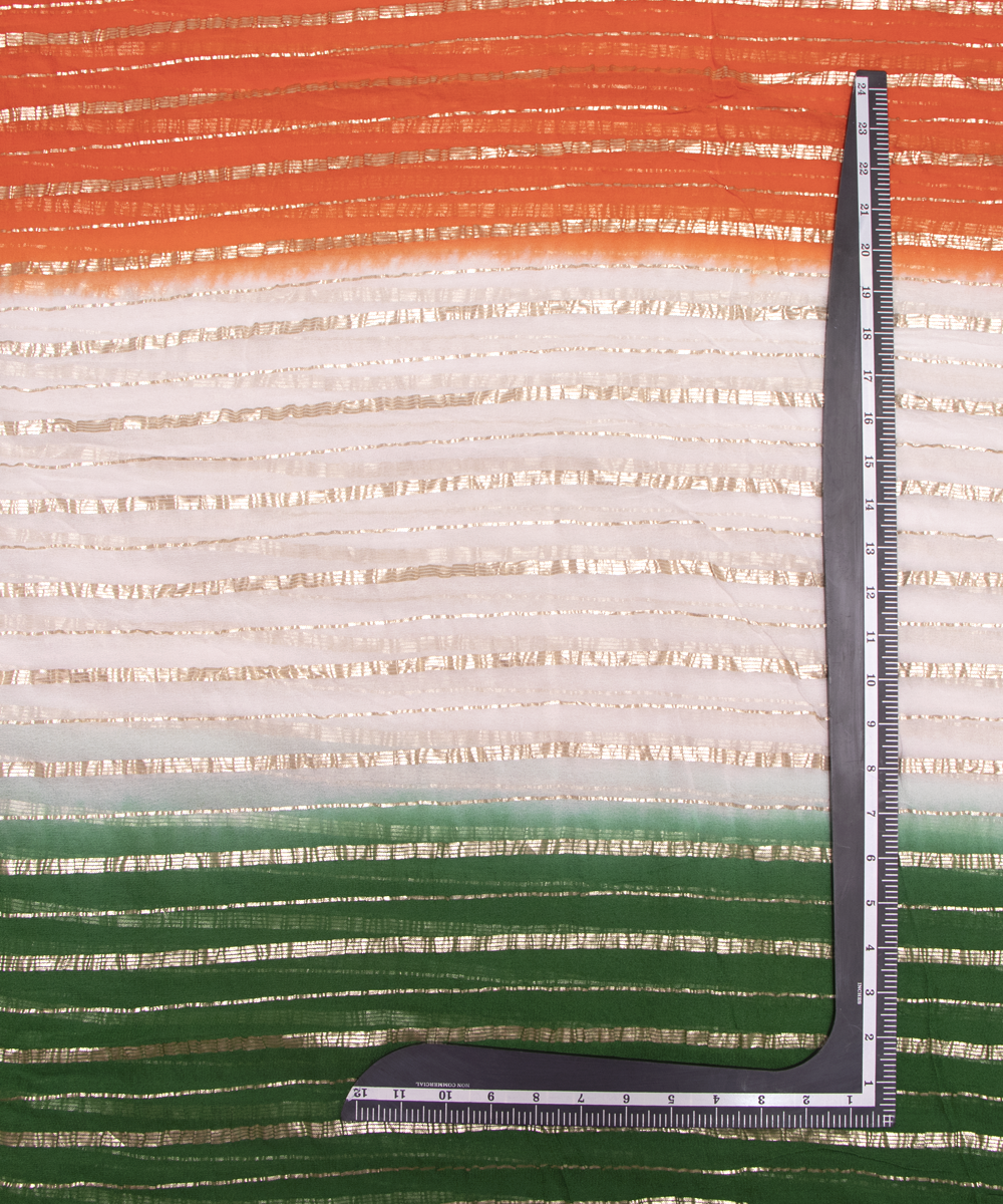 Tri Colour Tie Dye Print Georgette Gota Fabric