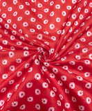 Rust Red Colour Floral Print Chanderi Silk Fabric