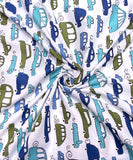 White Colour Kids Printed Cotton Fabric