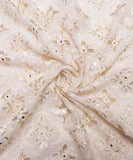 White Embroidery 60 Gram Pure Viscose Georgette Fabric