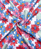 White Floral Digital Print Muslin Fabric