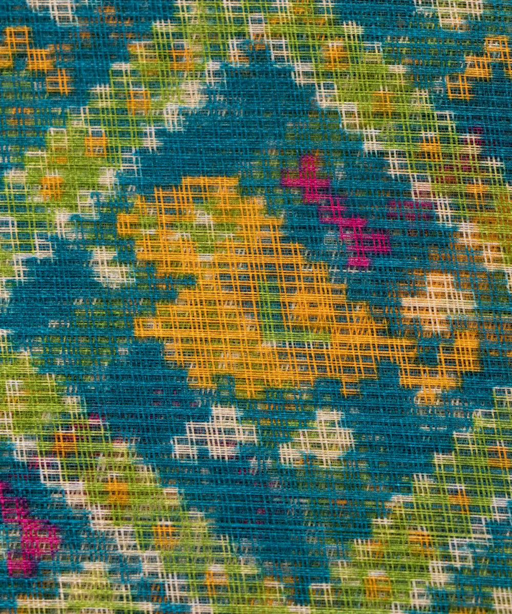 Turquoise Patola Printed Kota Doria Fabric