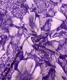 Lavender Floral Digital Printed Chiffon Fabric