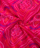 Magenta Bandhani Print Kota Doria Fabric