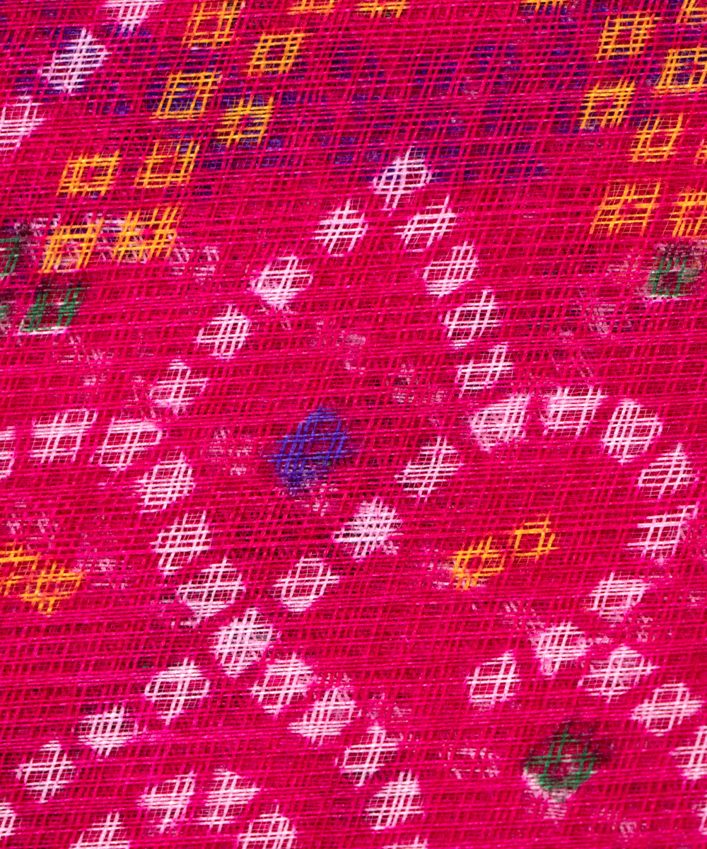Magenta Bandhani Print Kota Doria Fabric