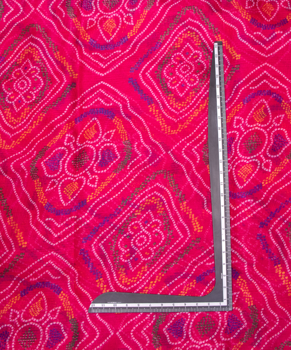 Magenta Bandhani Print Kota Doria Fabric
