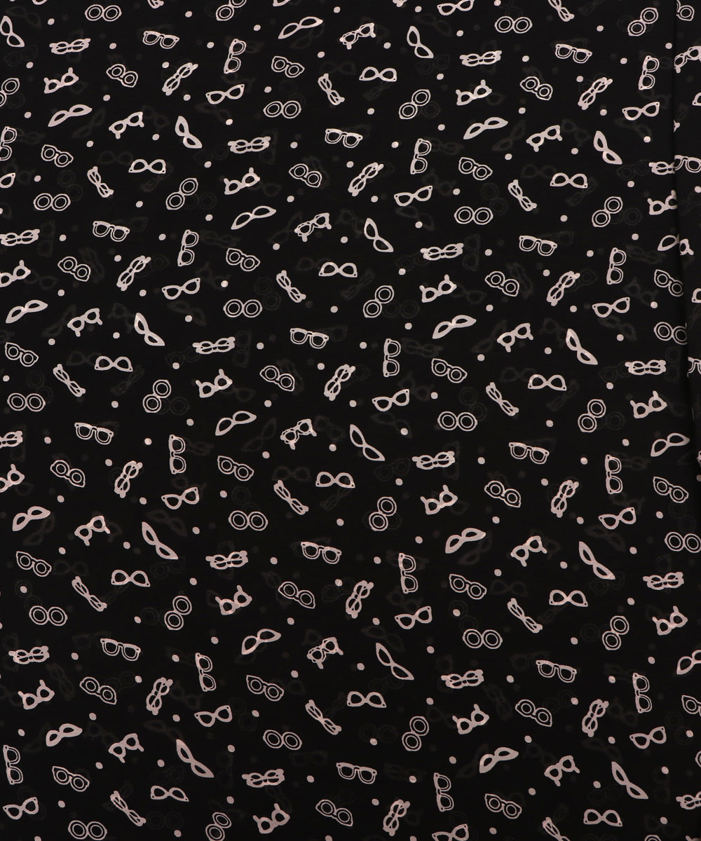 Black Colour Kids Print Georgette Fabric ( 3 Meter )
