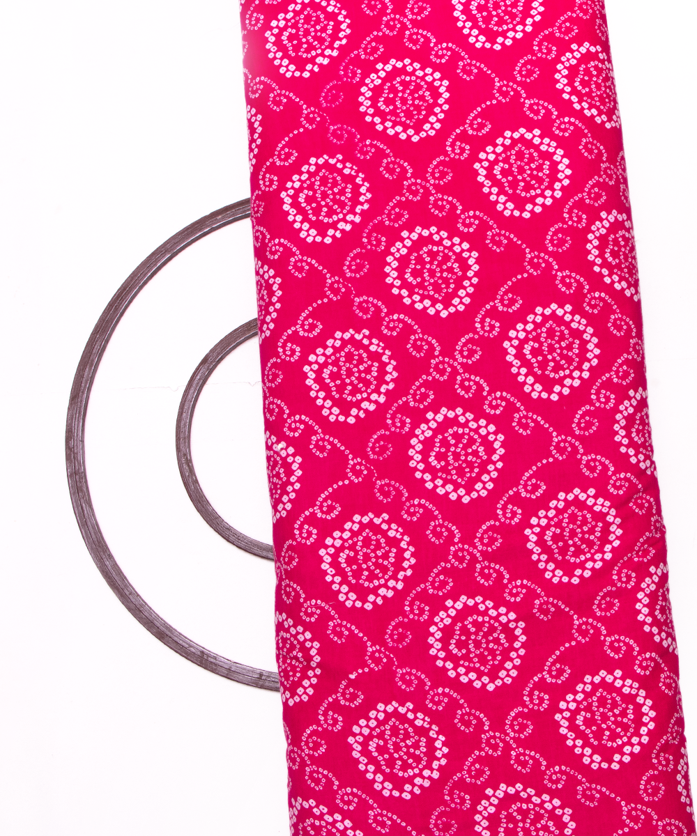 Dark Pink Colour Bandhani Printed Cotton Fabric