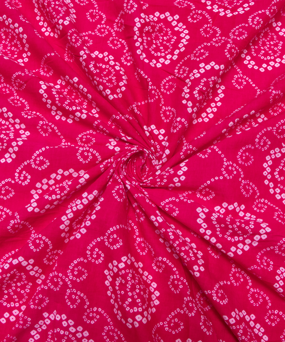 Dark Pink Colour Bandhani Printed Cotton Fabric