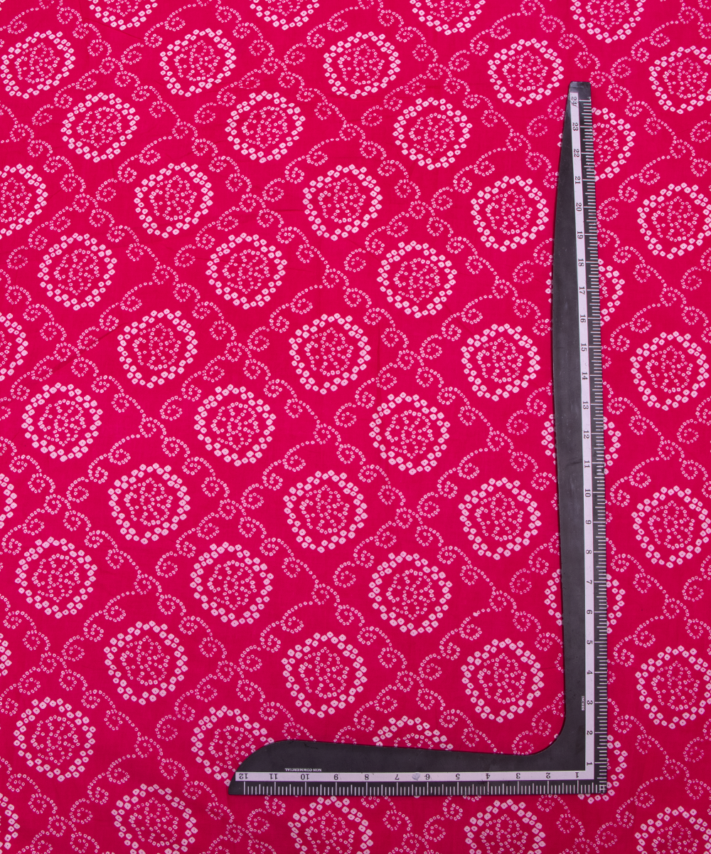 Dark Pink Colour Bandhani Printed Cotton Fabric
