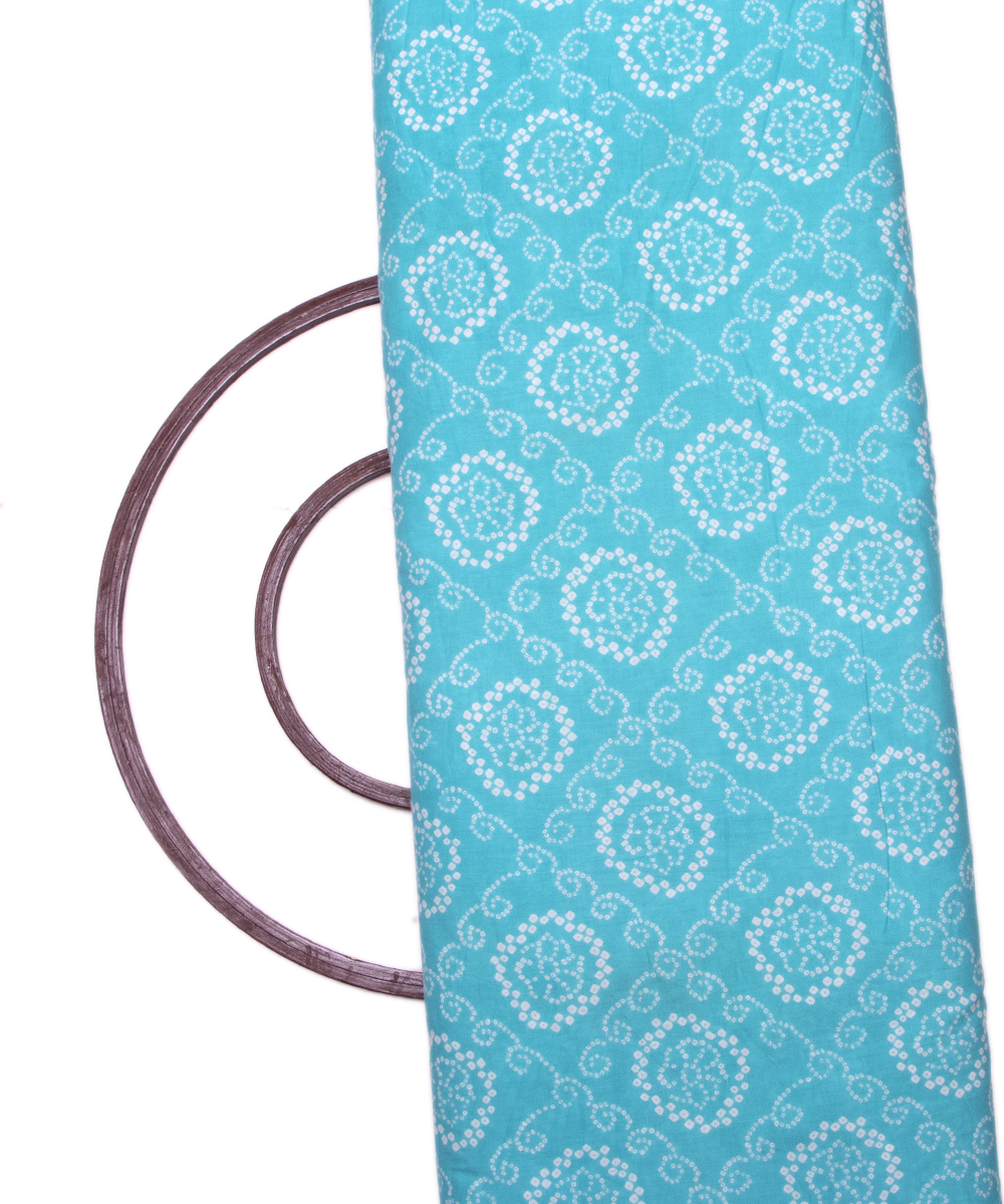 Light Blue Colour Bandhani Printed Cotton Fabric
