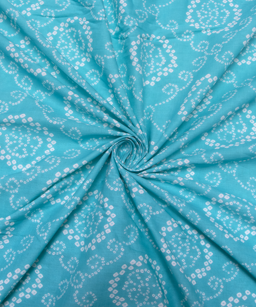 Light Blue Colour Bandhani Printed Cotton Fabric