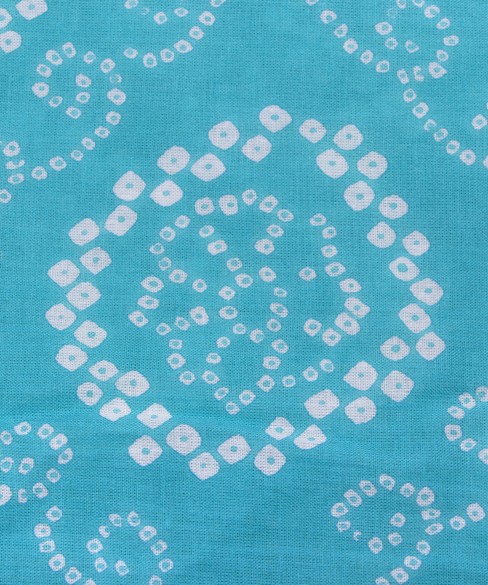 Light Blue Colour Bandhani Printed Cotton Fabric