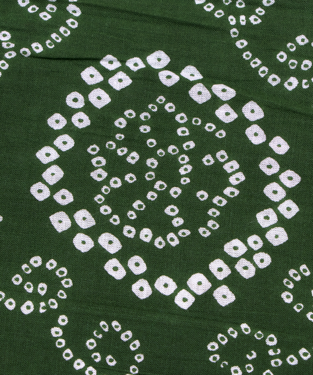 Dark Green Colour Bandhani Printed Cotton Fabric