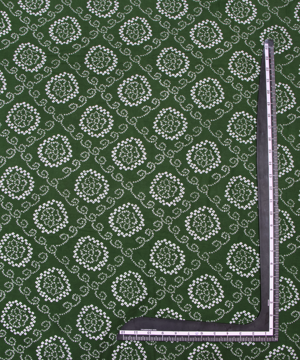 Dark Green Colour Bandhani Printed Cotton Fabric