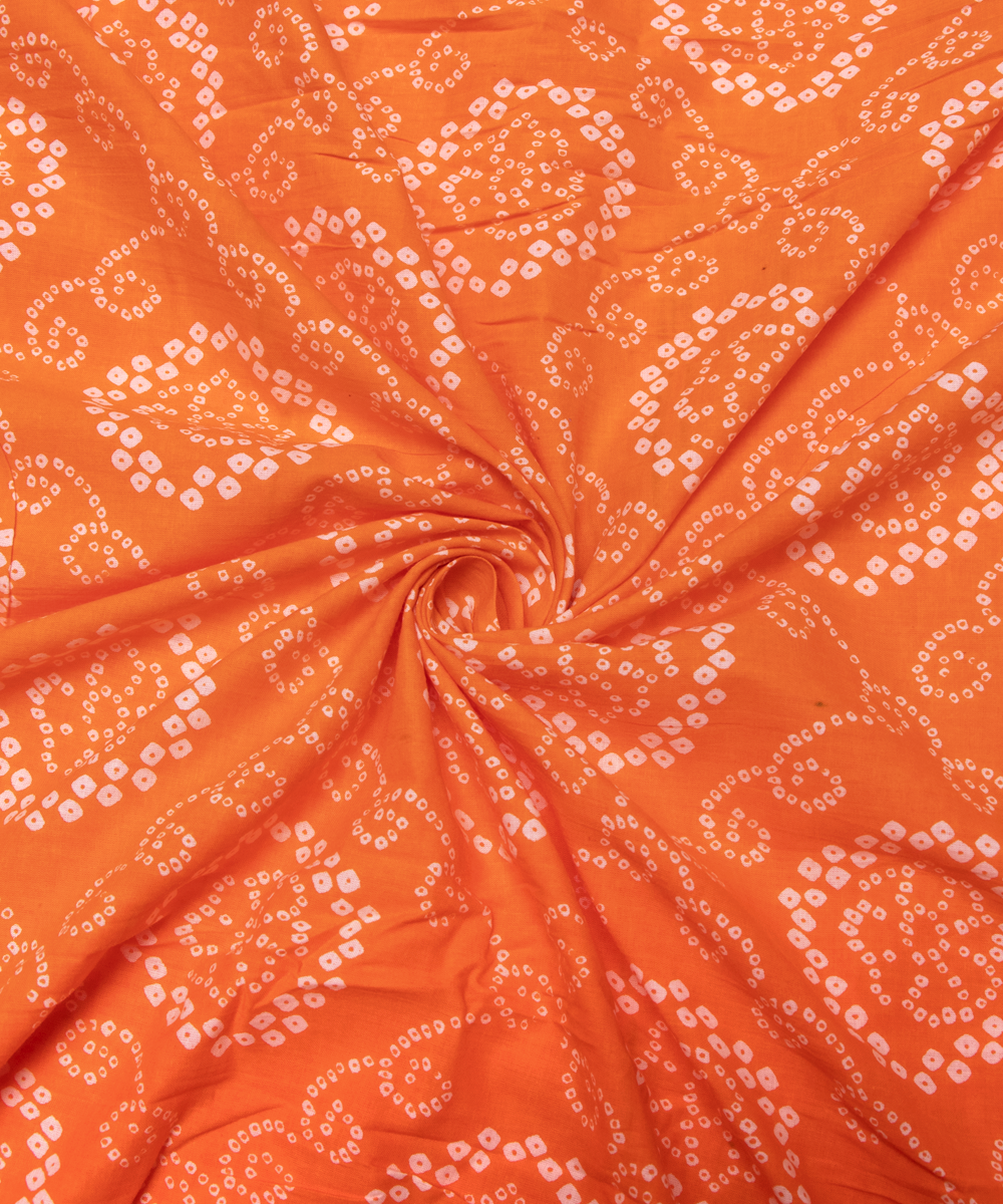 Orange Colour Bandhani Printed Cotton Fabric