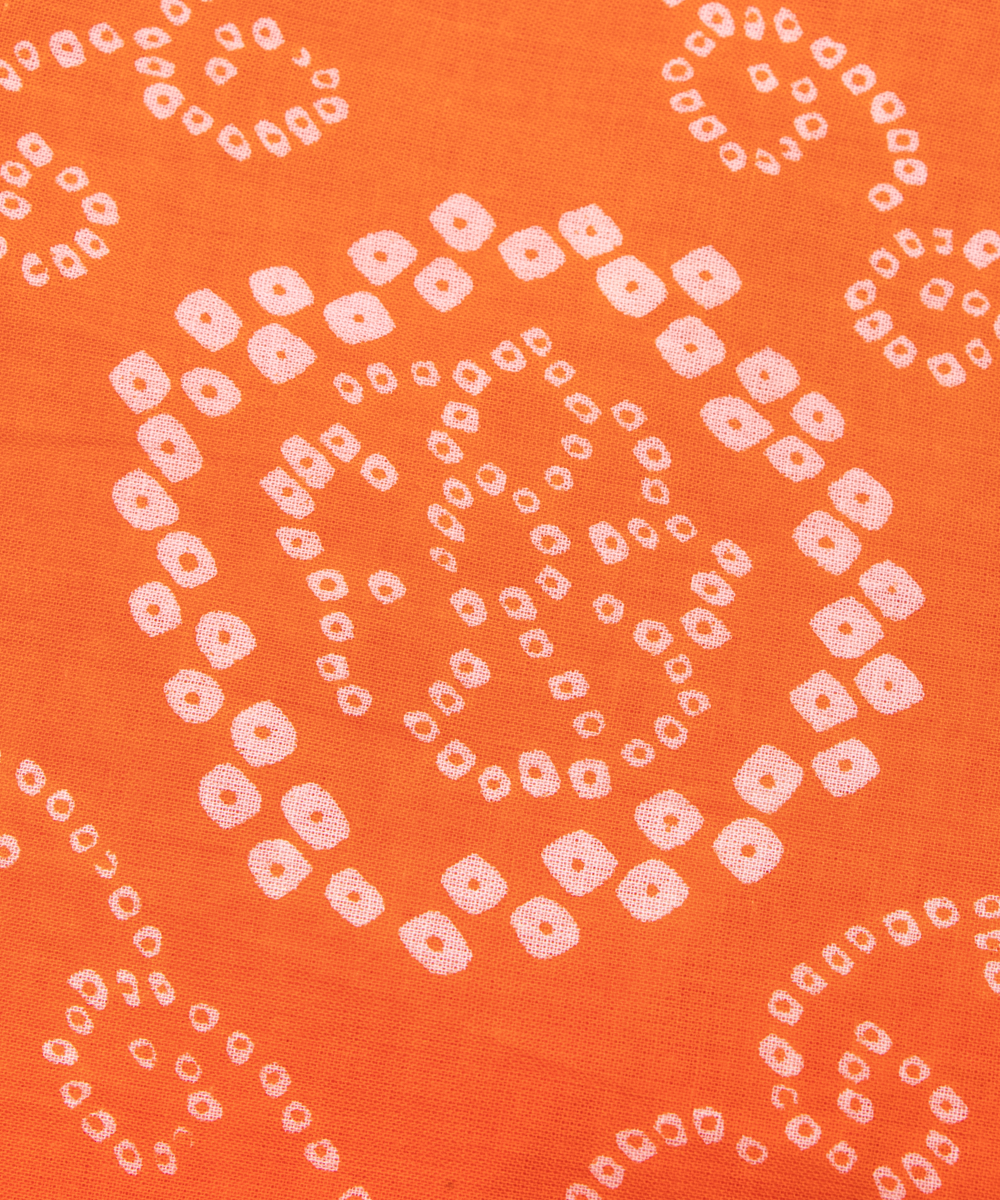 Orange Colour Bandhani Printed Cotton Fabric