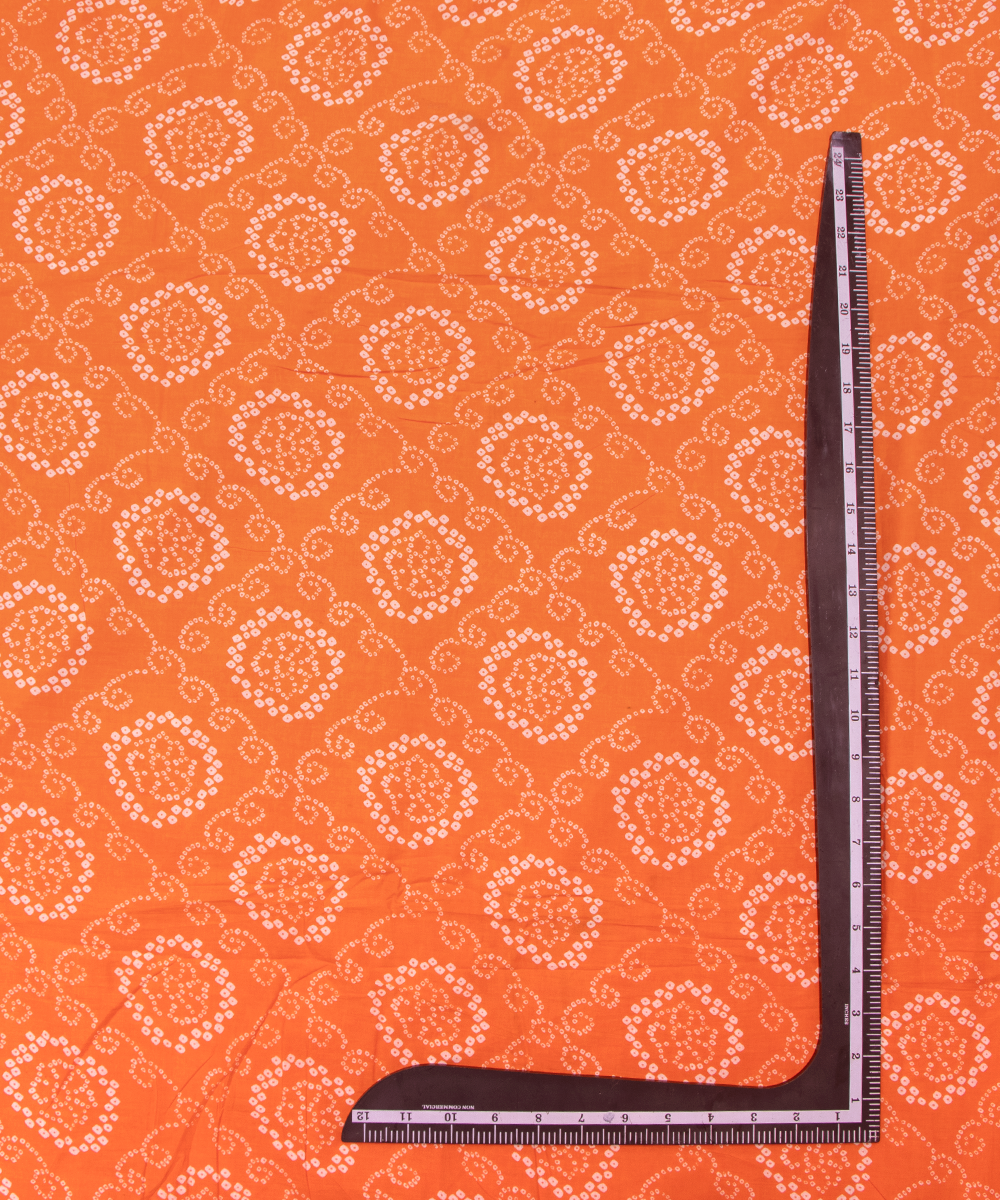 Orange Colour Bandhani Printed Cotton Fabric
