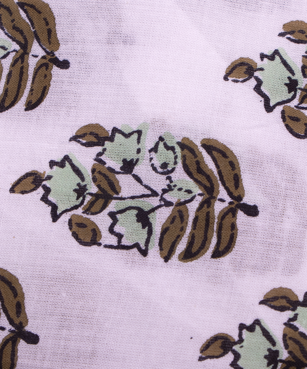 White Colour Butti Printed Cotton Fabric