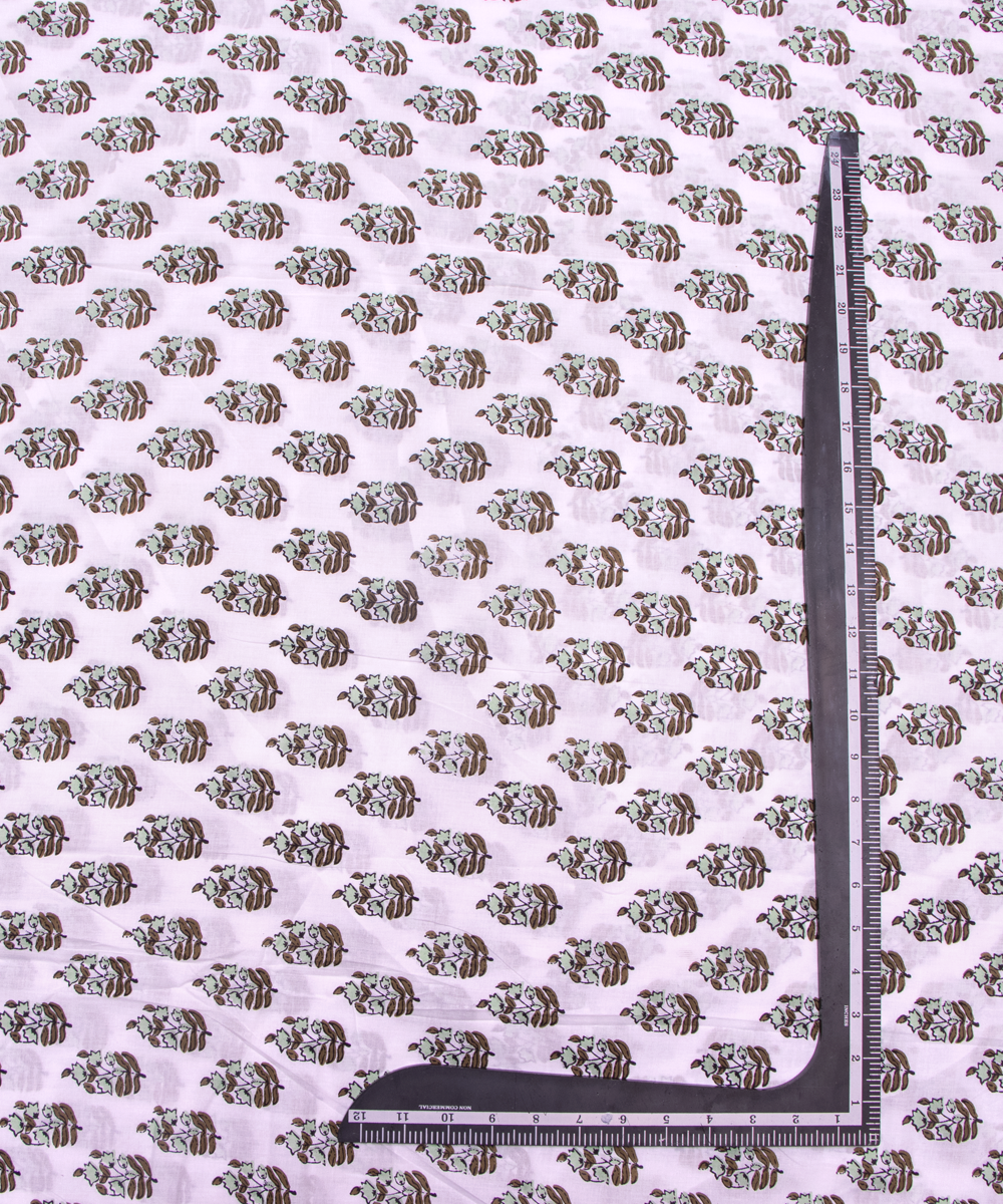 White Colour Butti Printed Cotton Fabric