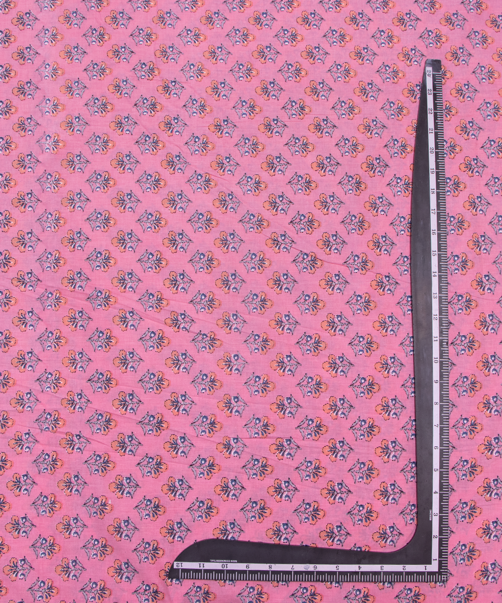 Pink Colour Butti Printed Cotton Fabric