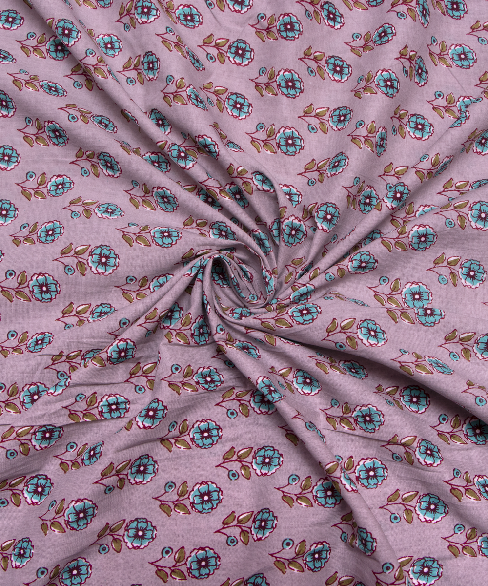Stone Grey Colour Butti Printed Cotton Fabric