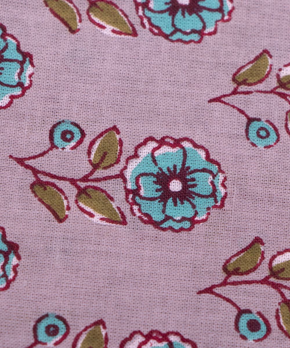 Stone Grey Colour Butti Printed Cotton Fabric