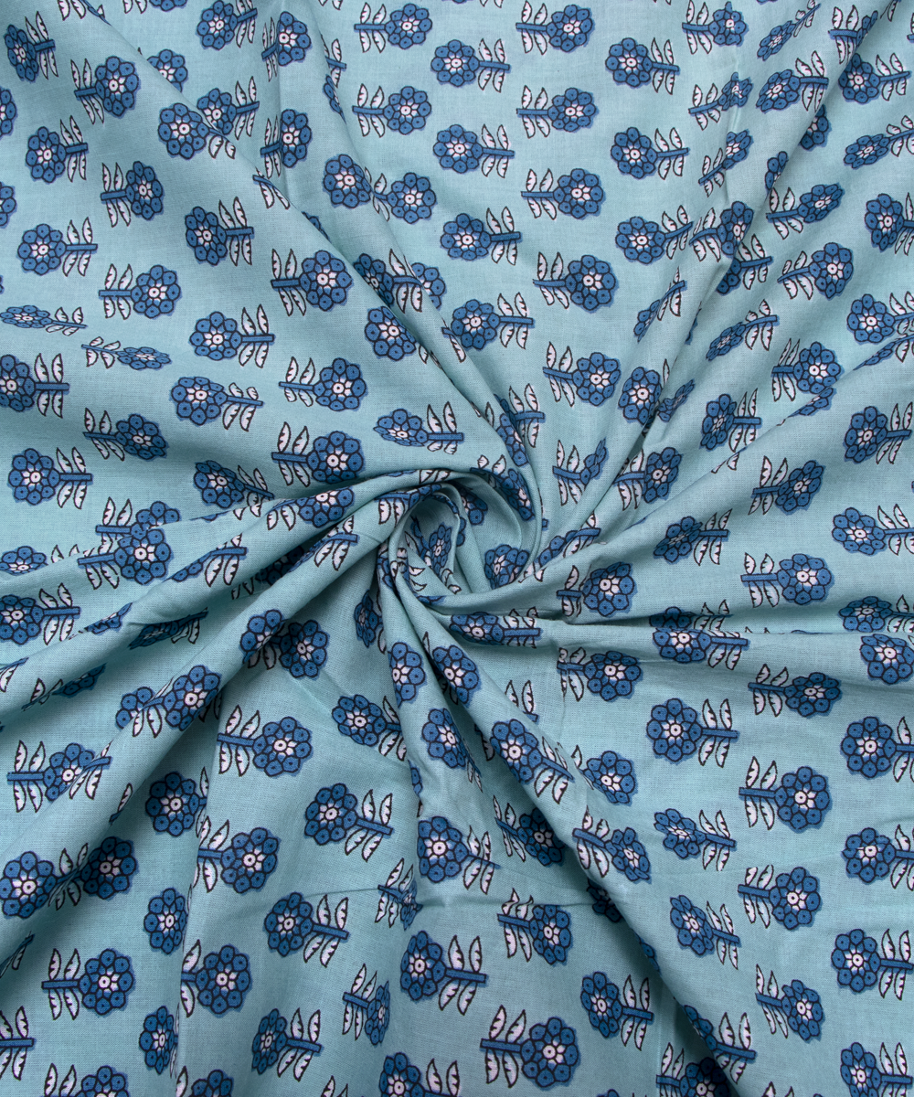 Light Blue Colour Butti Printed Cotton Fabric
