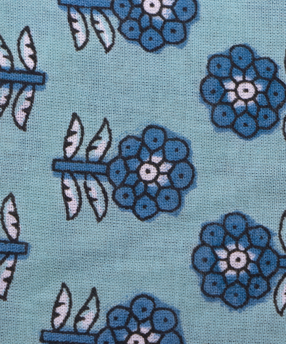 Light Blue Colour Butti Printed Cotton Fabric