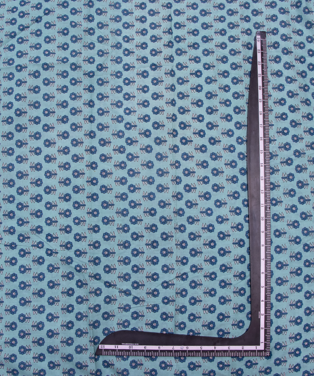 Light Blue Colour Butti Printed Cotton Fabric