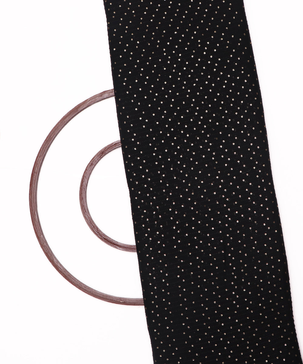Black Colour Georgette Sequin Embroidery Fabric ( 2 Meter )